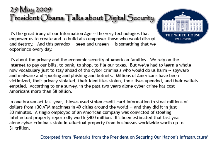 President Obama talks about data security in the cyber age - 29 May 2009